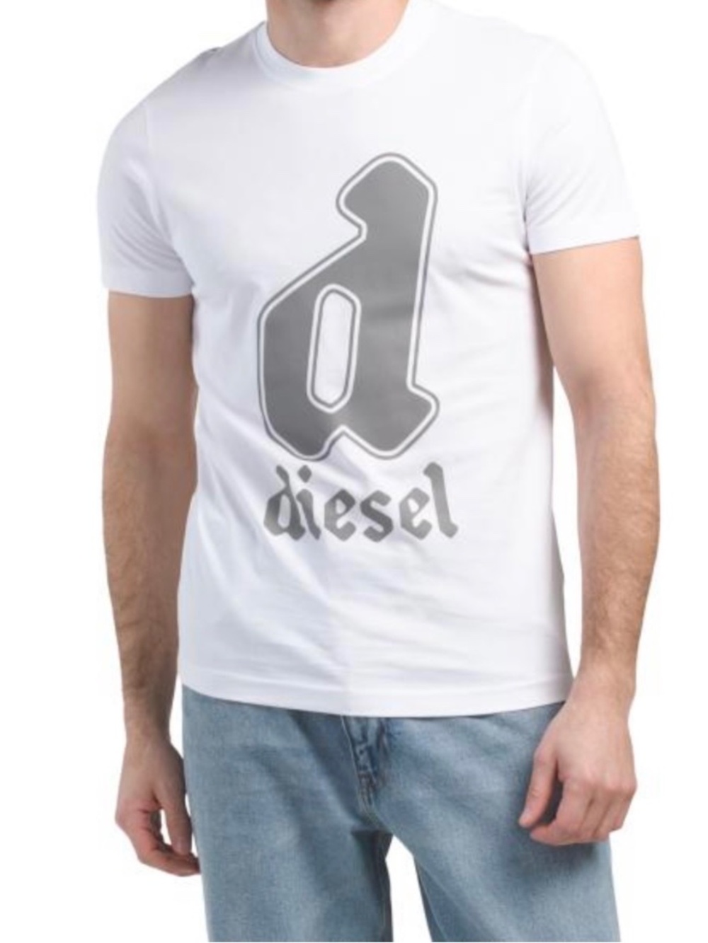 DIESEL | T DIEGOR 13H Maglietta | d LOGO T-Shirt | WHITE - Gray | LARGE | NEW